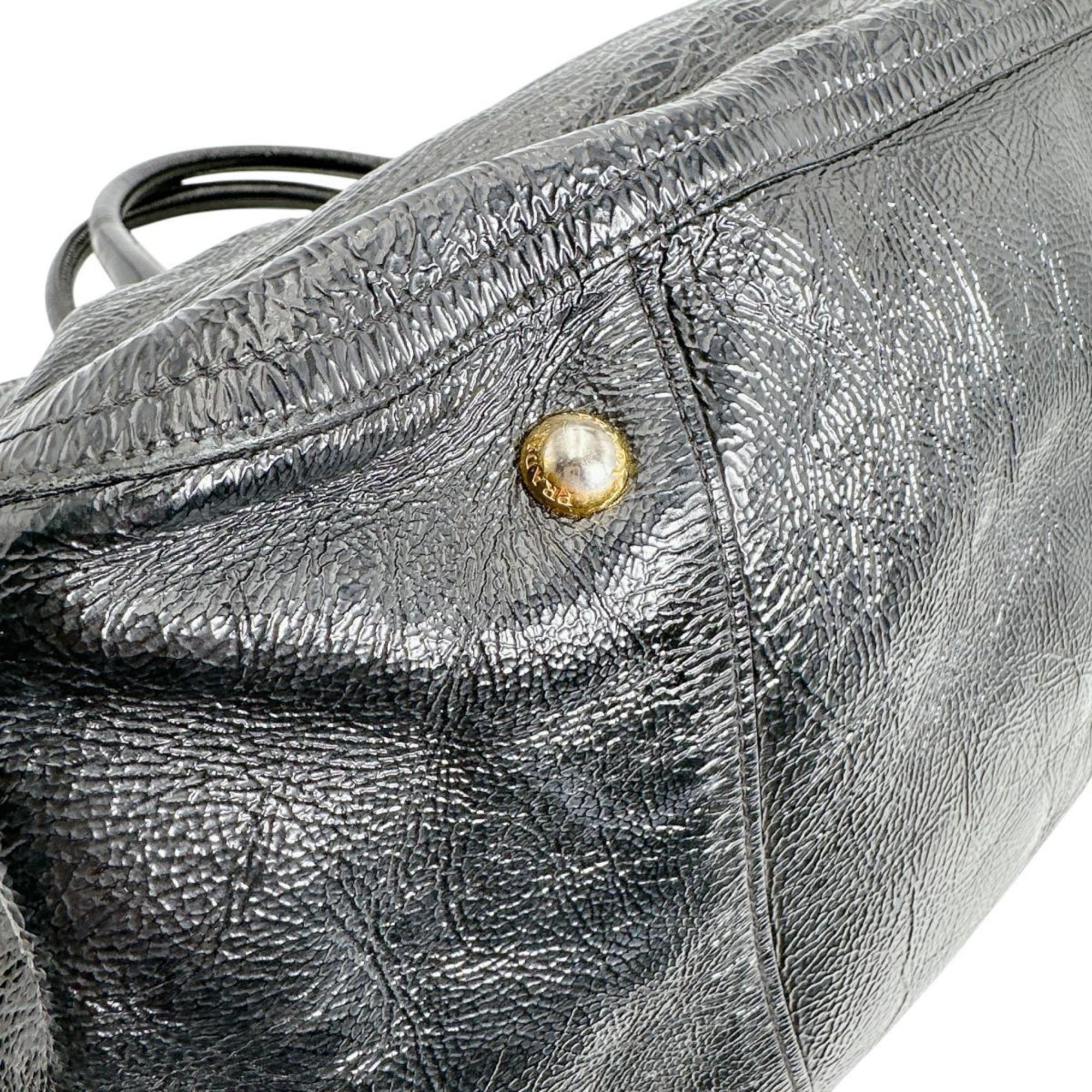 Prada Black Patent Leather Shoulder Bag Tote Bag