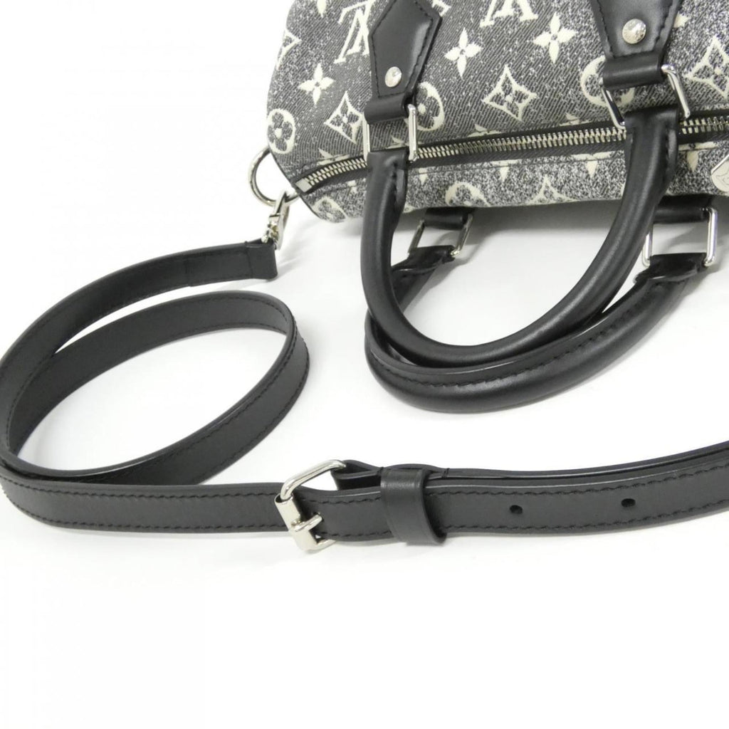 Louis Vuitton Black Gray White Canvas Boston Bag