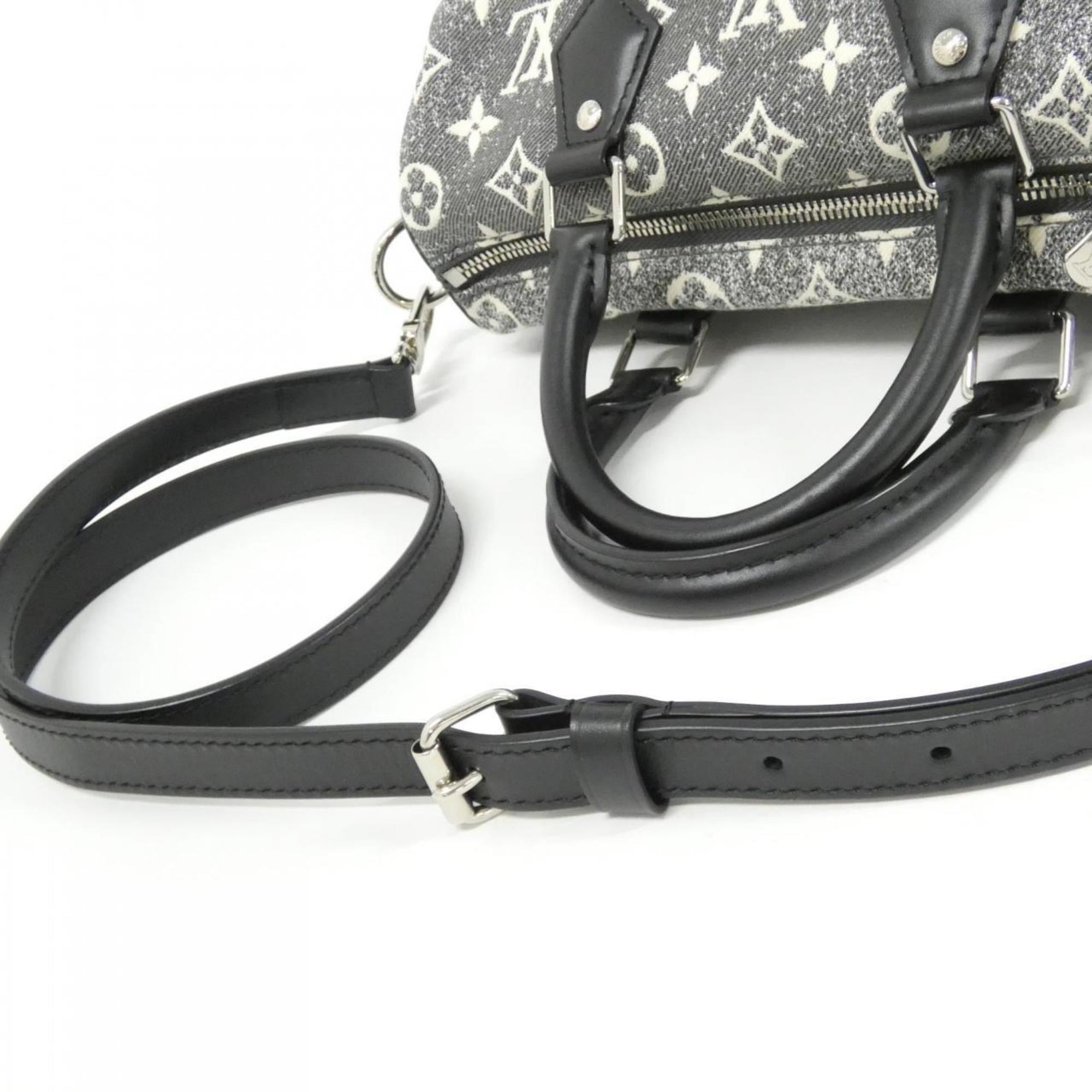 Louis Vuitton Black Gray White Canvas Boston Bag