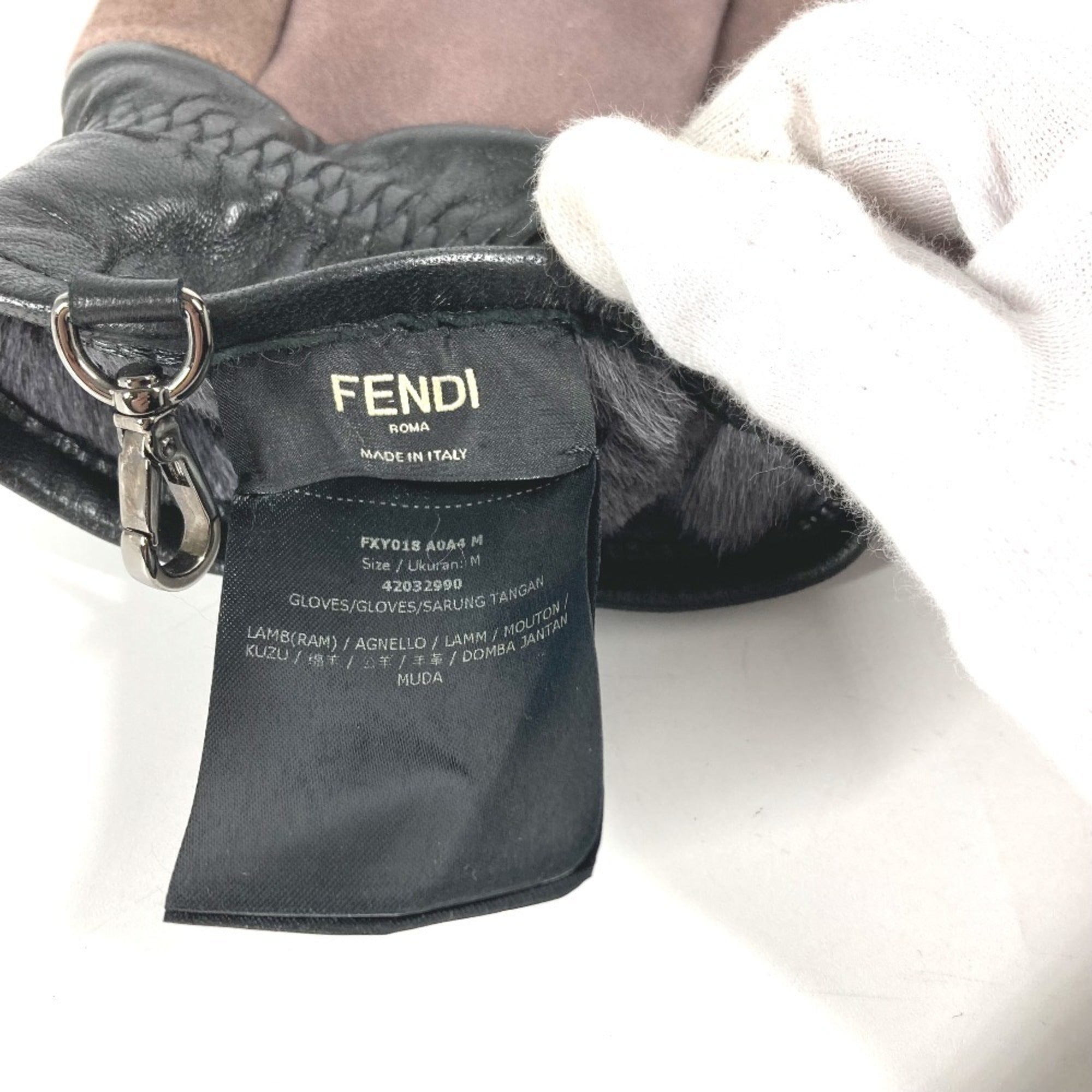 Fendi Gray Orange Angora Warm Gloves