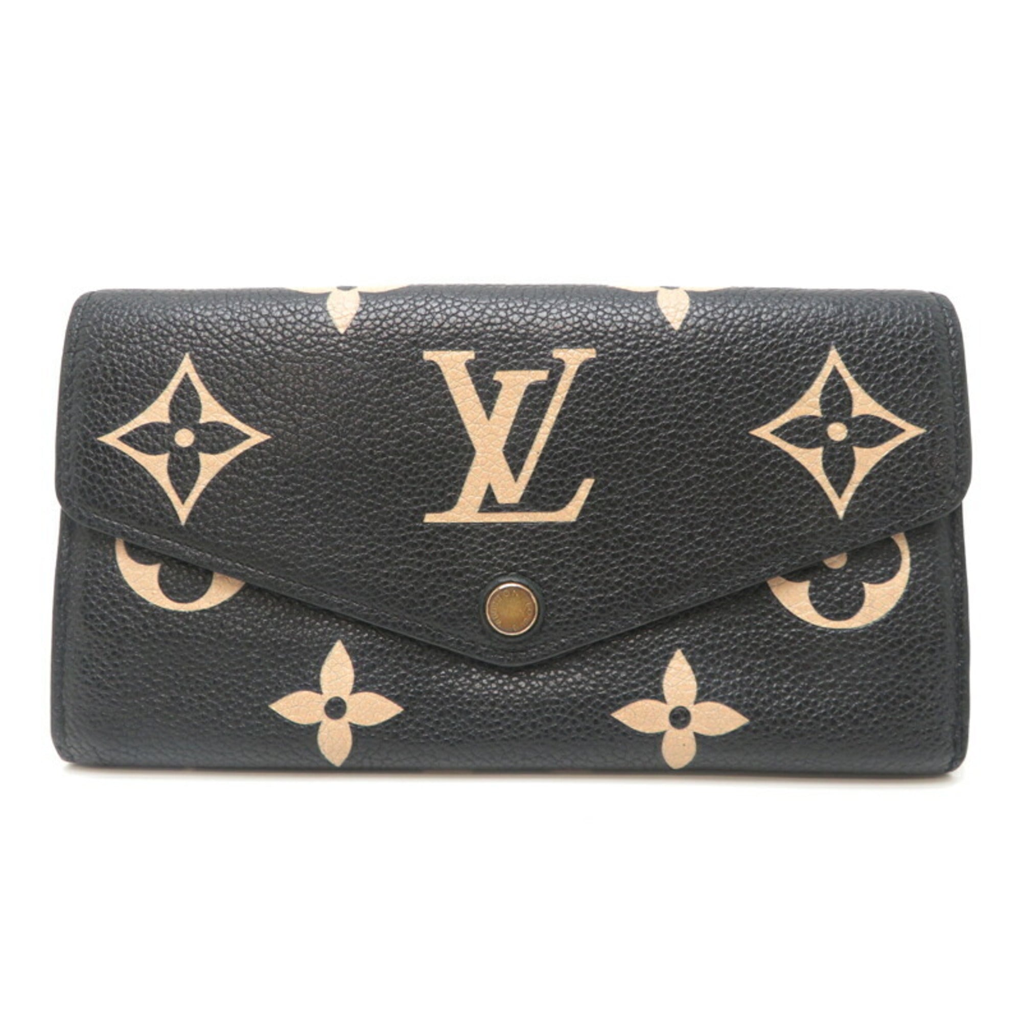 Louis Vuitton Beige Black Monogram Empreinte Long Wallet (Tri-Fold)