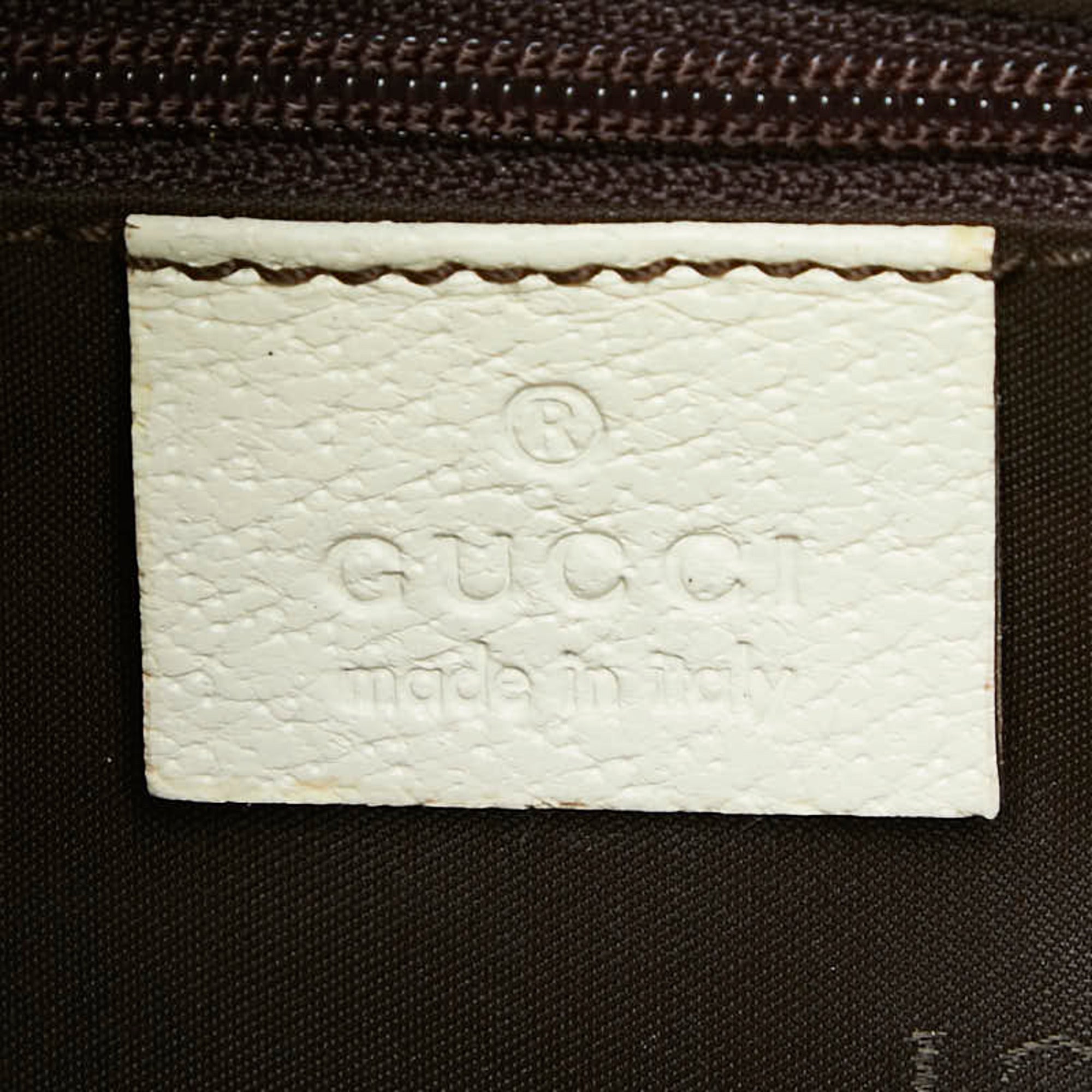 Gucci Beige White Canvas Leather Shoulder Bag (Pre-Owned)