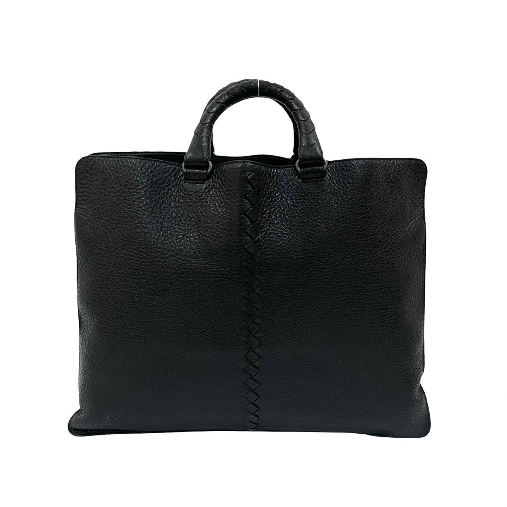 Bottega Veneta Black Leather Handbag Tote Bag
