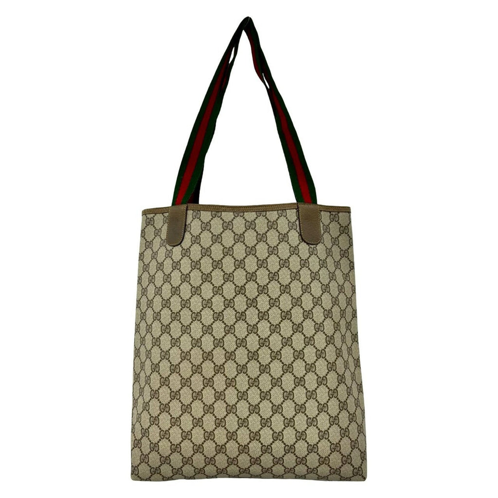 Gucci Brown Green Red Color Leather Pvc Handbag Tote Bag (Pre-Owned)
