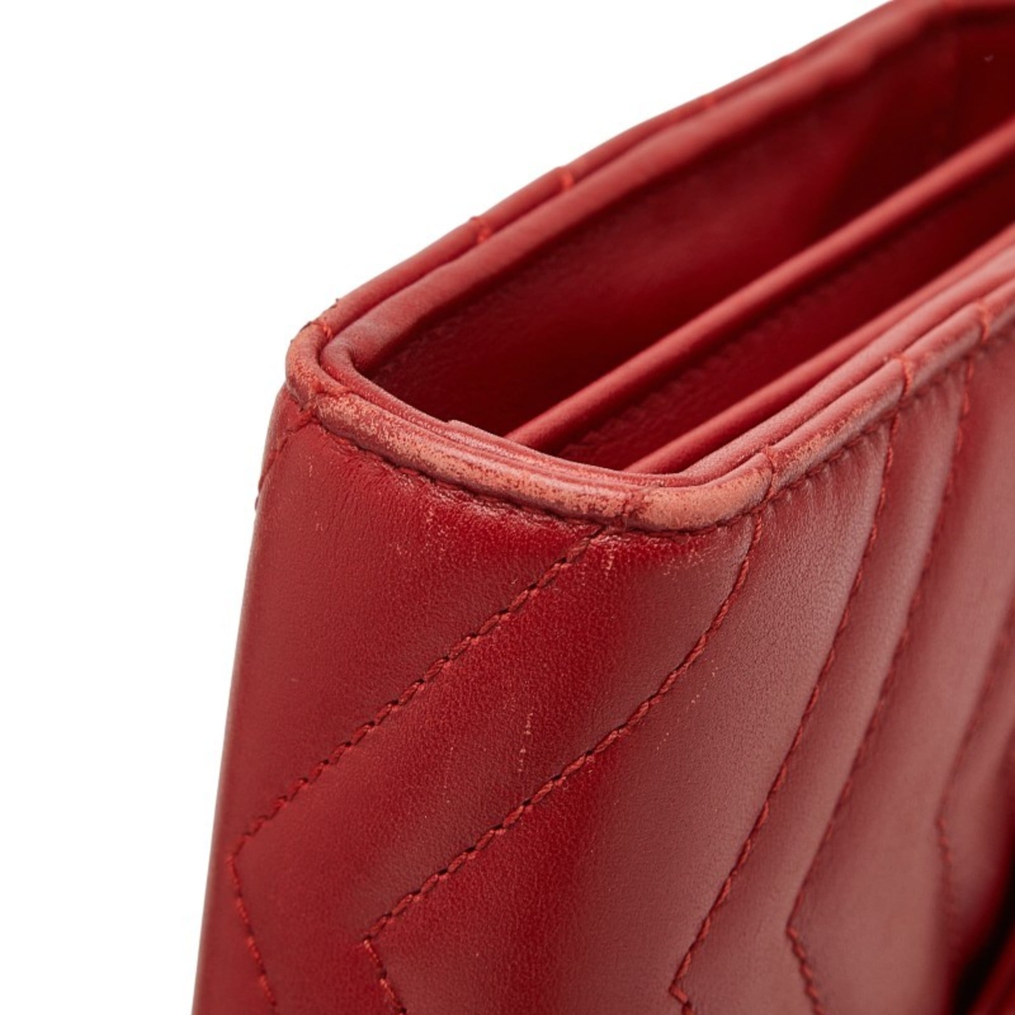 Gucci Red Color Leather Shoulder Bag (Pre-Owned)