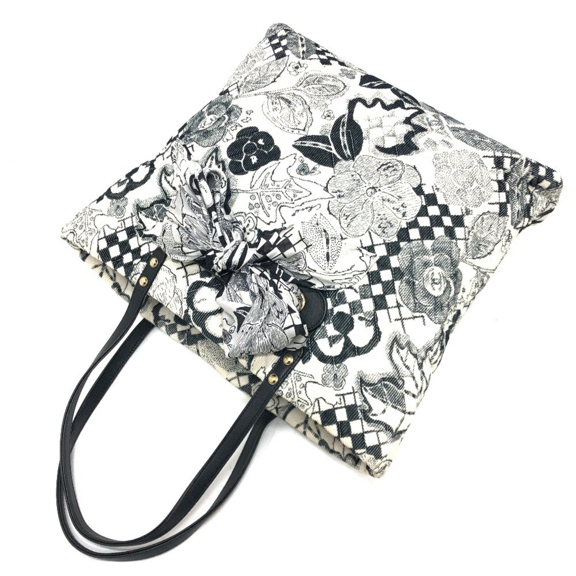 Chanel Black White Canvas Handbag Tote Bag