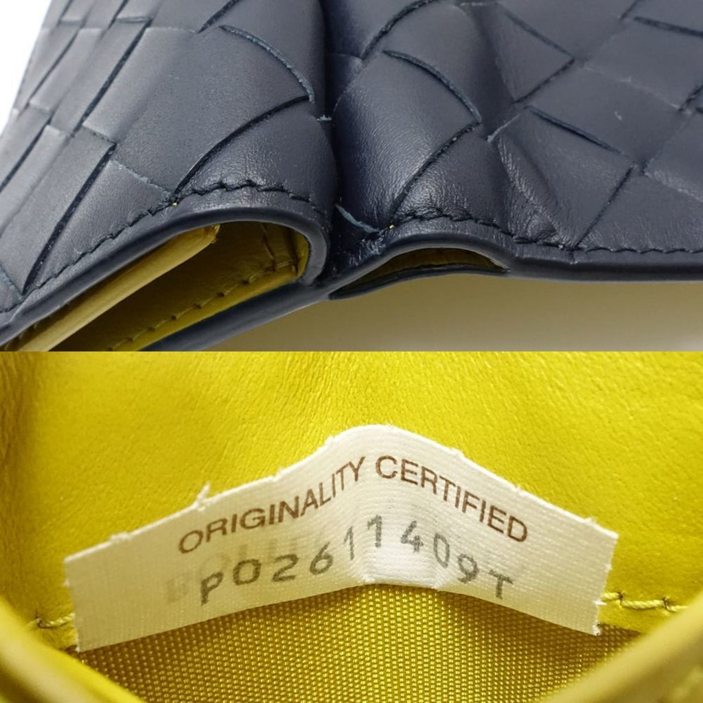 Bottega Veneta Intrecciato Navy Yellow Intrecciato Wallet (Tri-Fold)