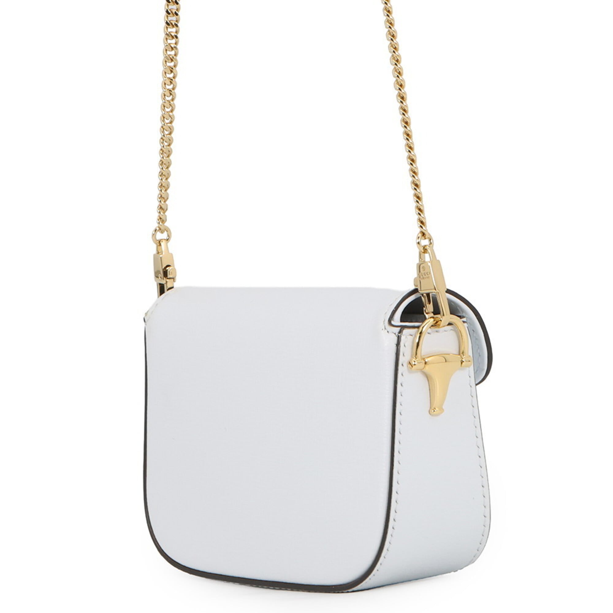 Gucci Horsebit White Leather Handbag Shoulder Bag (Pre-Owned)