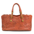 Bottega Veneta Brown Orange Intrecciato Handbag