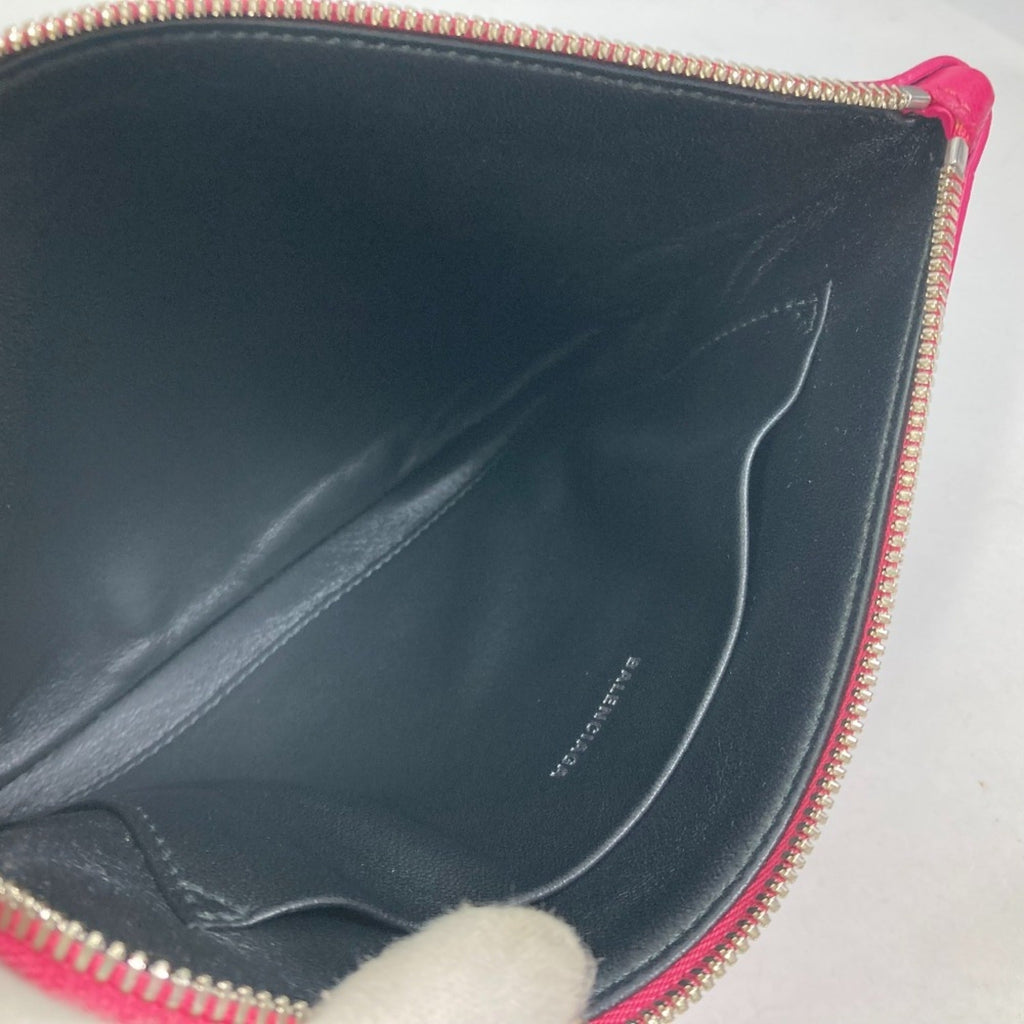 Balenciaga Black Pink Leather Clutch Bag Pouch