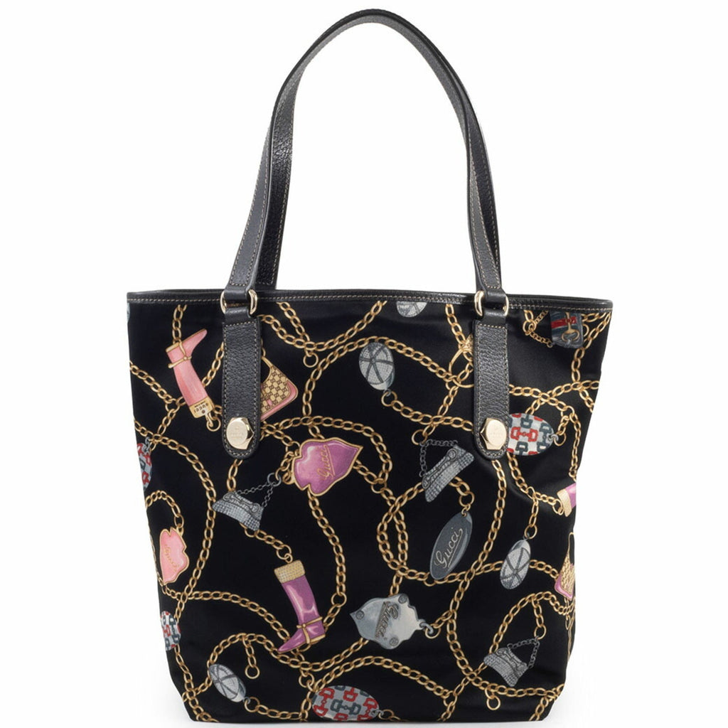 Gucci Multi-Color Satin Leather Tote Bag (Pre-Owned)