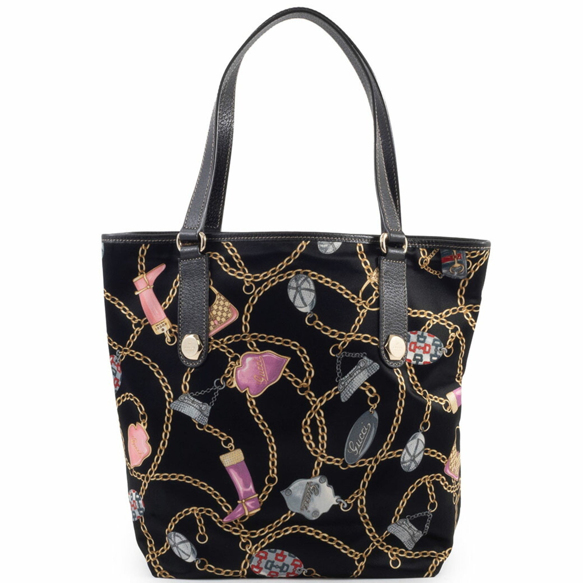 Gucci Multi-Color Satin Leather Tote Bag (Pre-Owned)