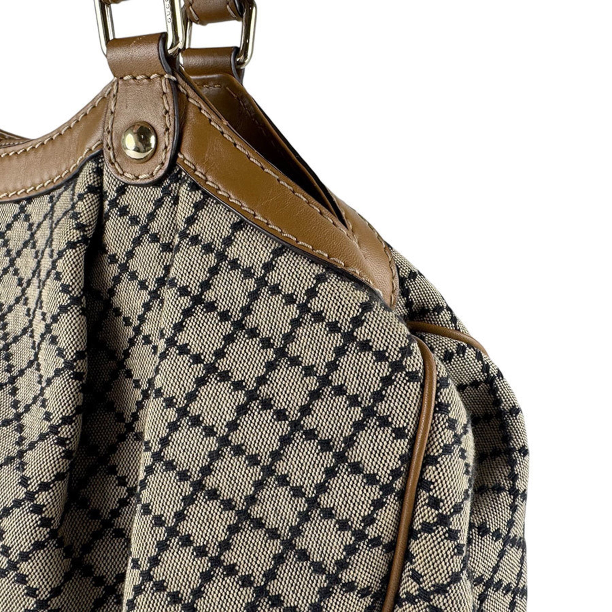 Gucci Brown Canvas Leather Handbag (Pre-Owned)
