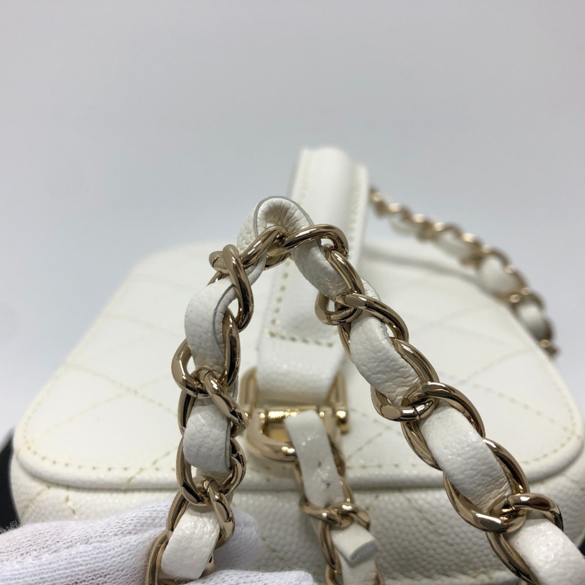 Chanel Caviar Skin White Caviar Leather Handbag Shoulder Bag Vanity Bag