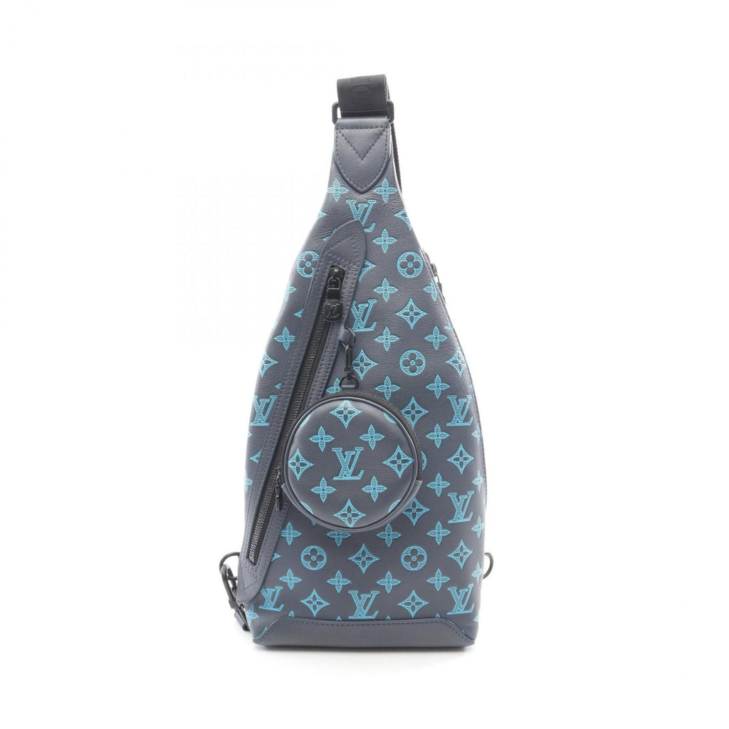 Louis Vuitton Blue Gray Monogram Shadow Leather Fanny Pack Sling Bag
