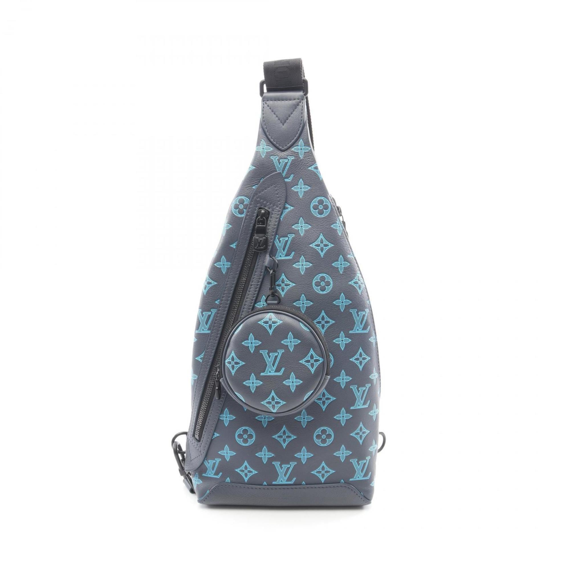 Louis Vuitton Blue Gray Monogram Shadow Leather Fanny Pack Sling Bag