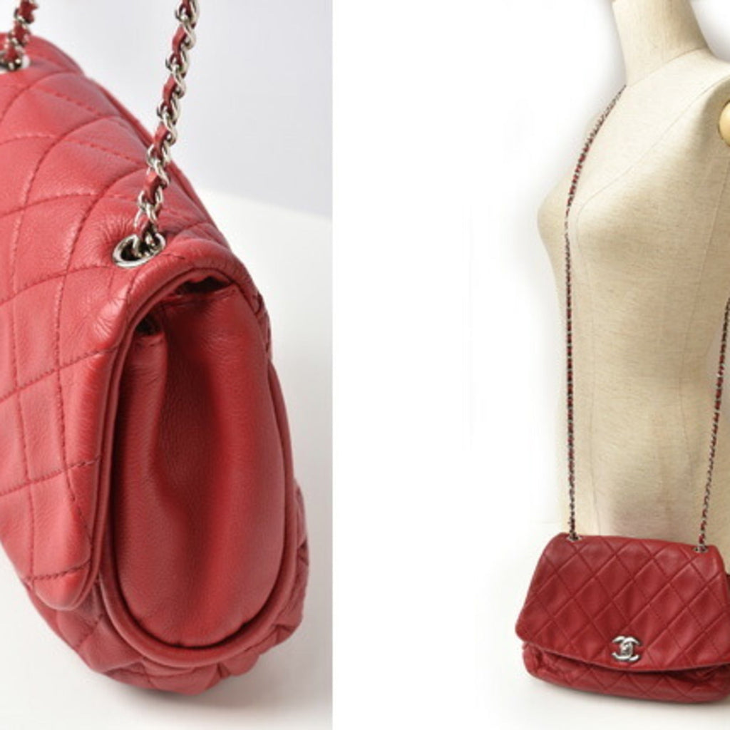 Chanel Red Color Leather Shoulder Bag