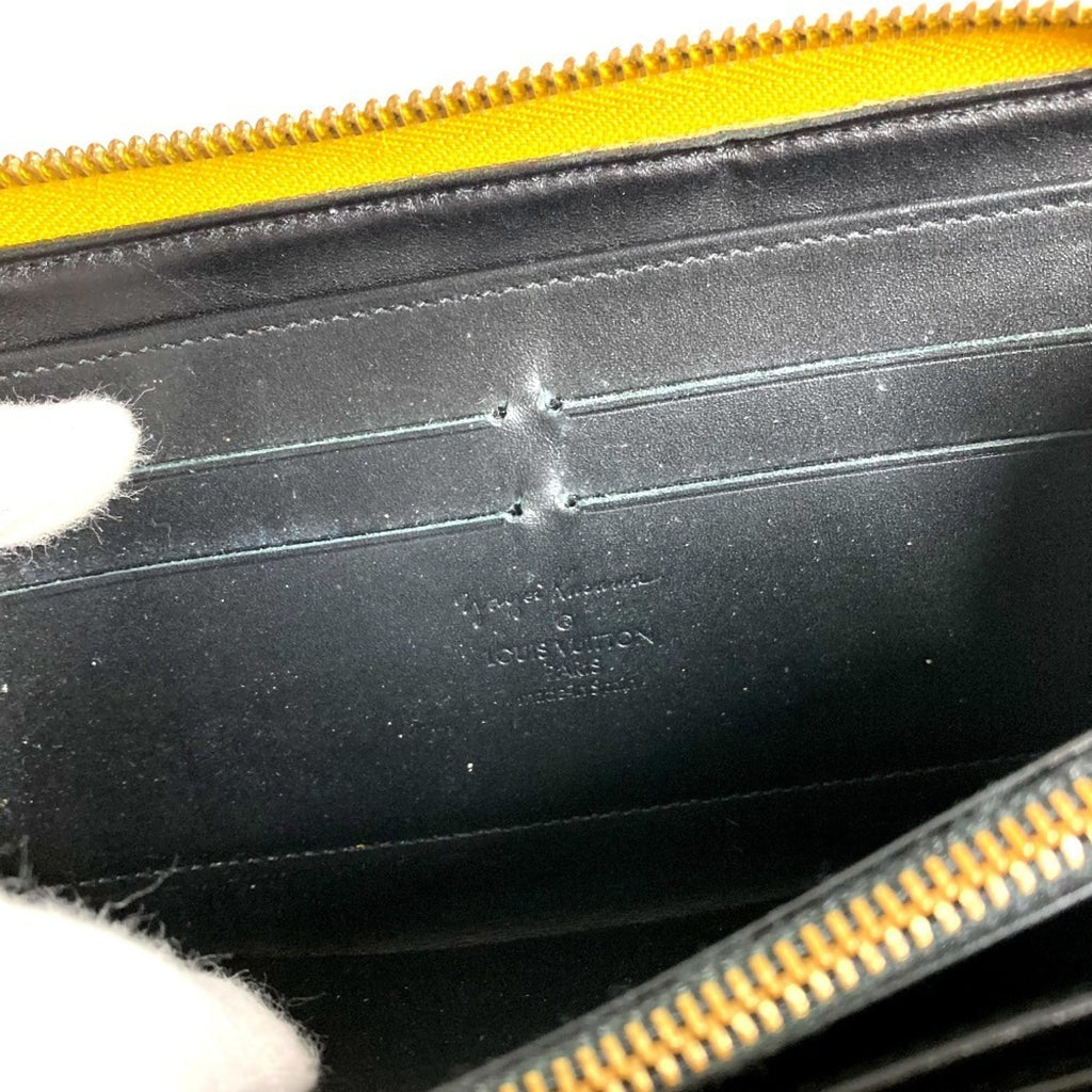 Louis Vuitton Dot Infinity (Yayoi Kusama) Black Yellow Patent Leather Long Wallet
