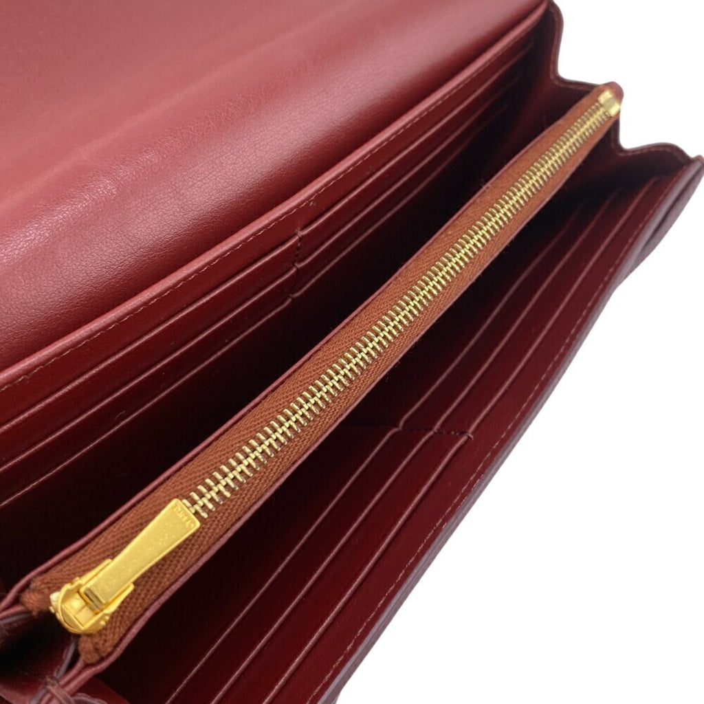 Celine Bordeaux Leather Long Wallet (Bi-Fold)