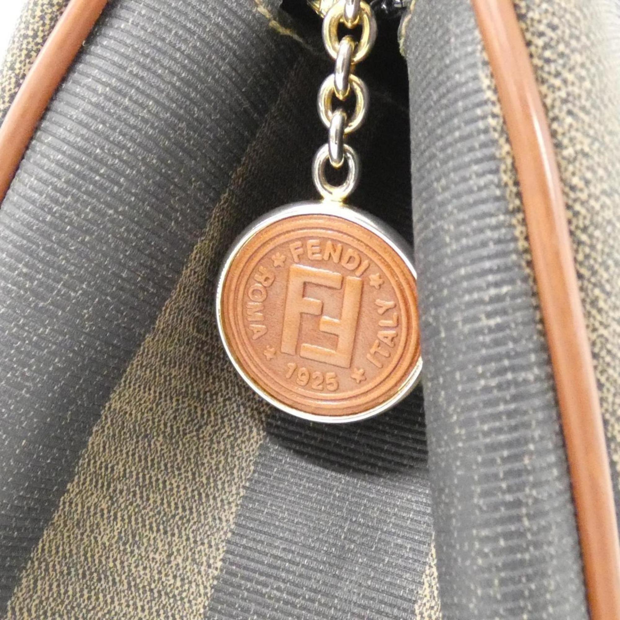 Fendi Brown Coated Canvas Handbag