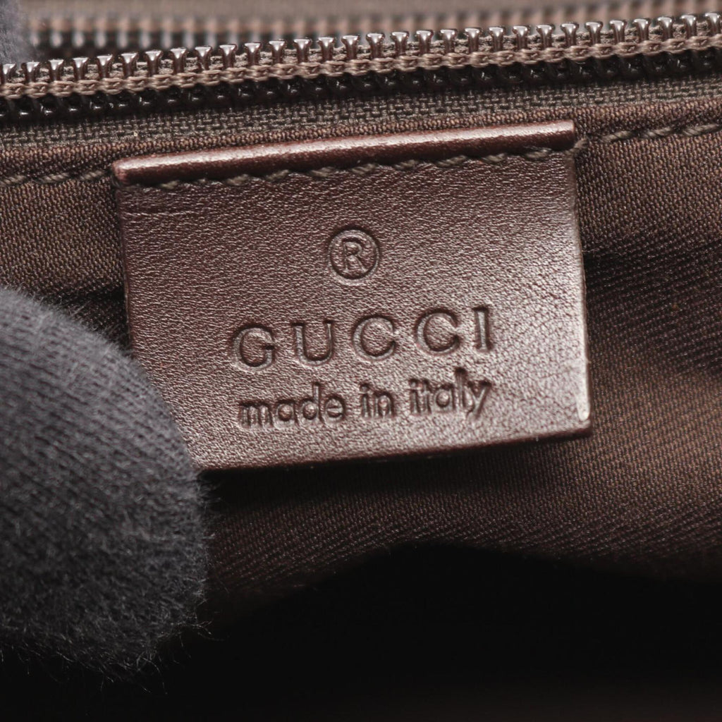 Gucci Beige Brown Gg Canvas Leather Shoulder Bag (Pre-Owned)