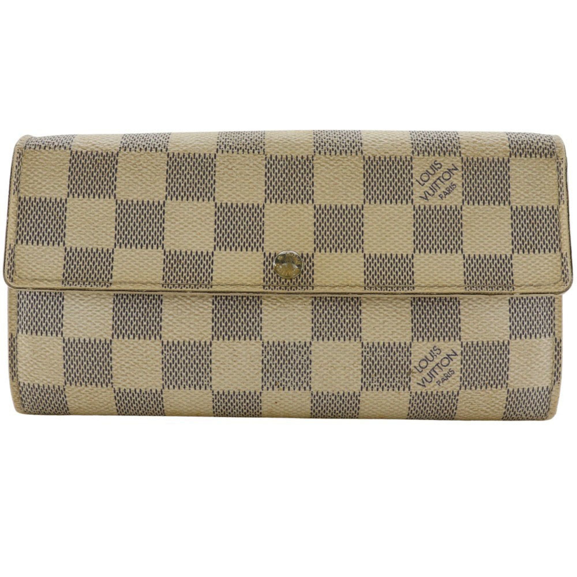 Louis Vuitton White Damier Azur Canvas Long Wallet (Tri-Fold)