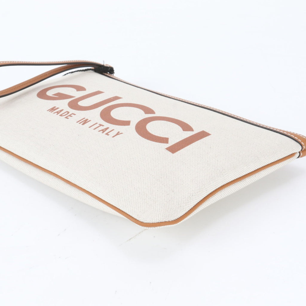 Gucci Beige Leather Canvas Handbag (Pre-Owned)