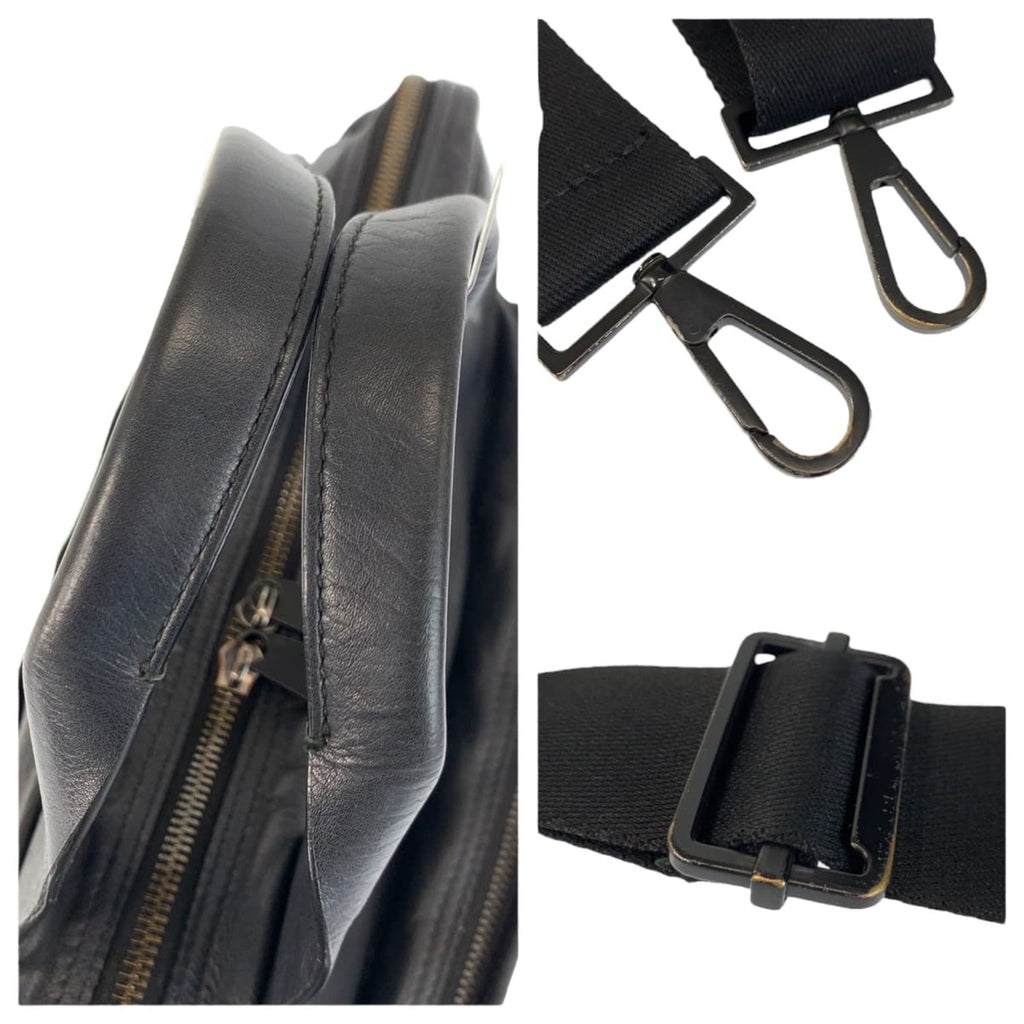 Bottega Veneta Black Leather Briefcase Shoulder Bag