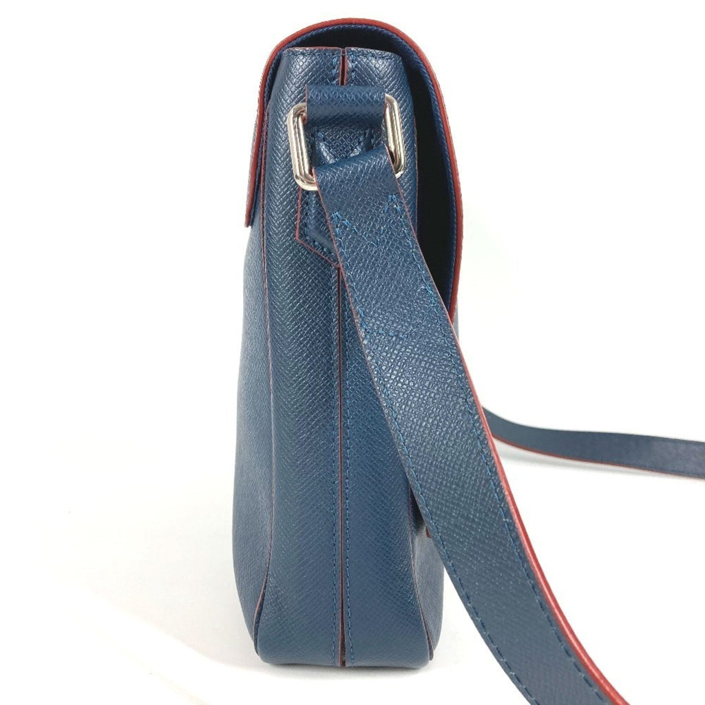 Louis Vuitton Navy Ocean Red Color Taiga Leather Messenger Bag Shoulder Bag