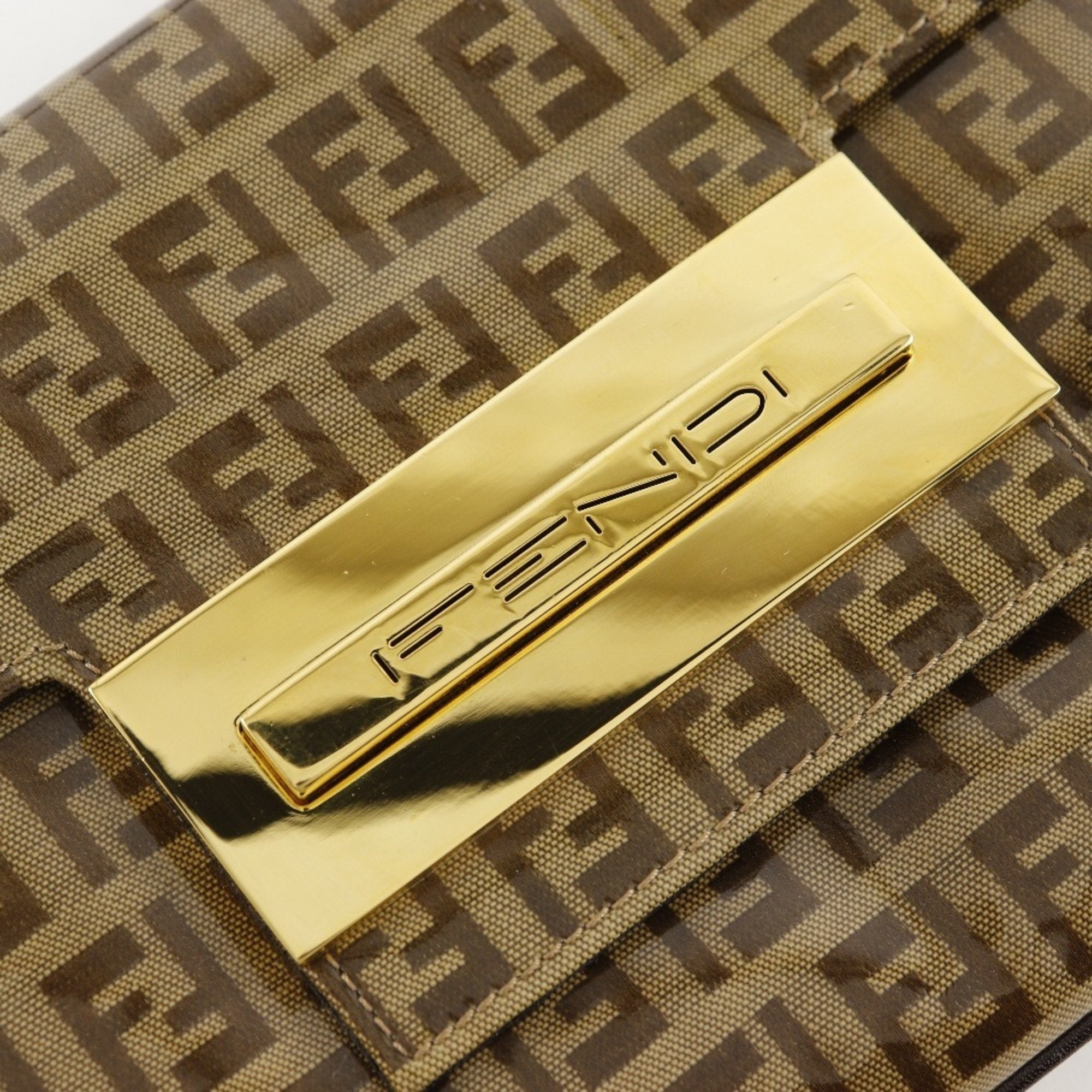 Fendi Brown Vinyl Shoulder Bag
