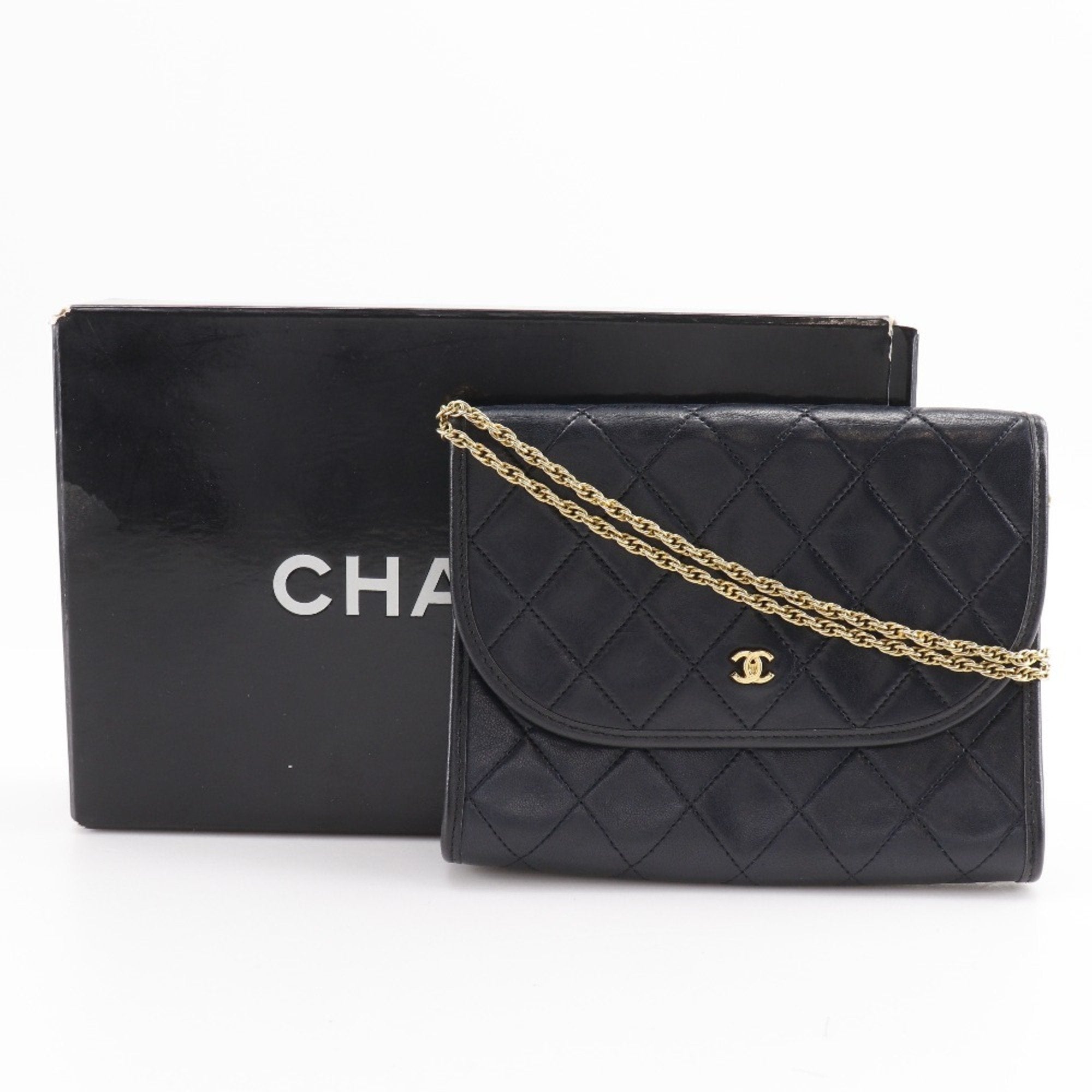 Chanel Black Leather Pochette Shoulder Bag