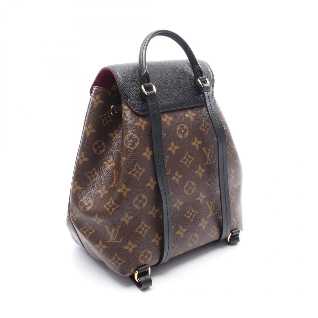 Louis Vuitton Black Brown Coated Canvas Leather Backpack Handbag