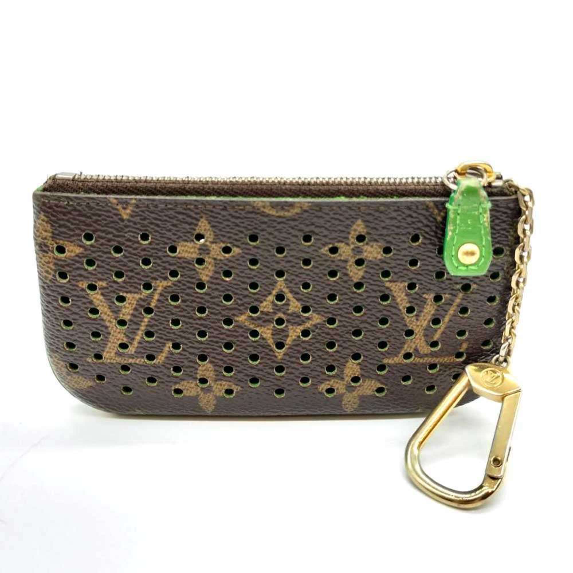 Louis Vuitton Brown Green Vert Monogram Perforated Coin Purse/Coin Case