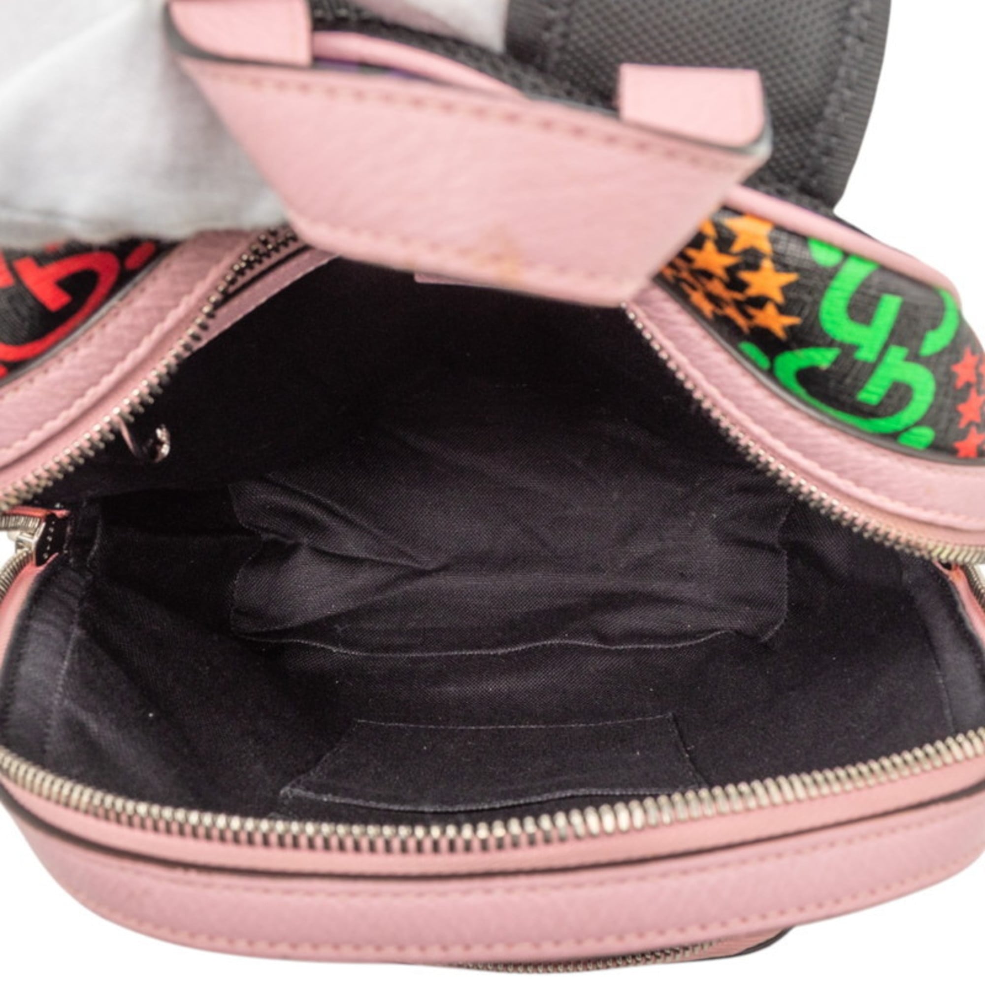 Gucci Black Multi-Color Pink Pvc Leather Backpack (Pre-Owned)