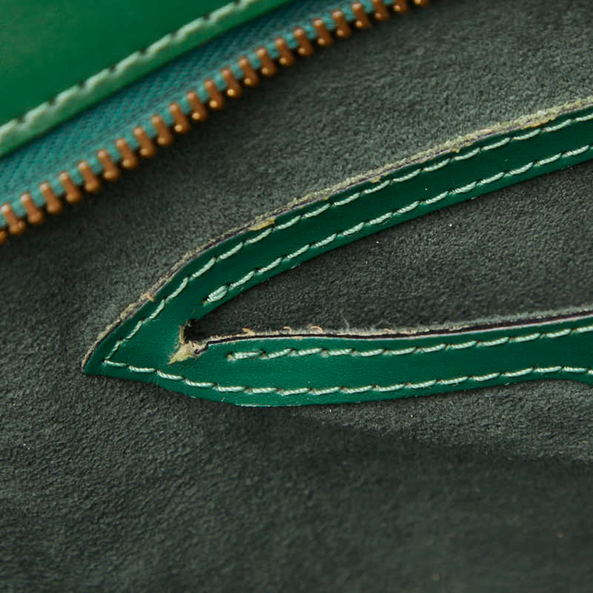 Louis Vuitton Borneo Green Leather Handbag