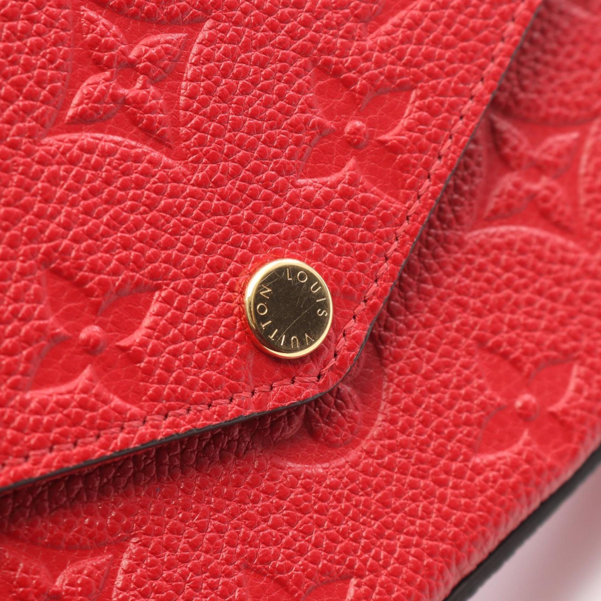 Louis Vuitton Red Color Rouge Monogram Empreinte Leather Pochette Shoulder Bag