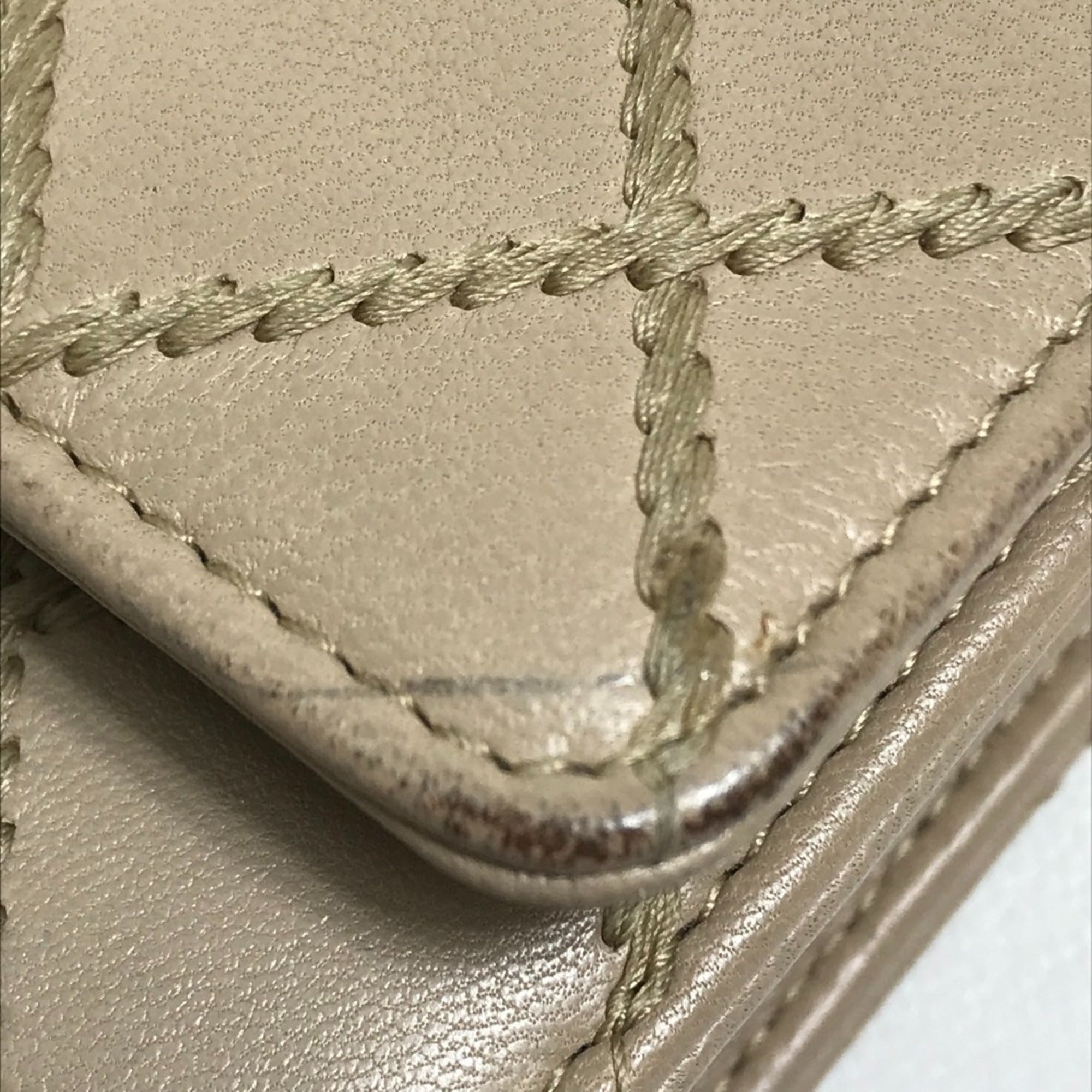 Chanel Beige Leather Long Wallet (Bi-Fold)