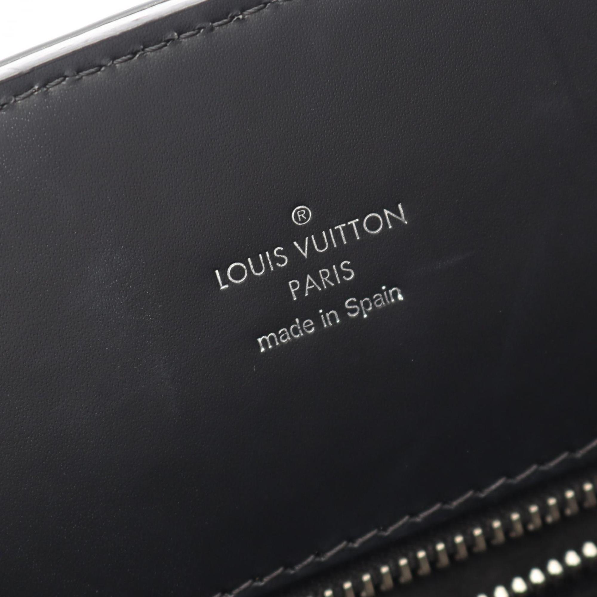 Louis Vuitton Black Blue Leather Tote Bag