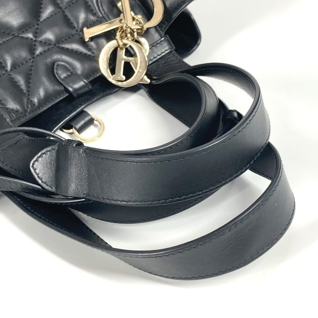 Christian Dior Black Leather Handbag Pouch Shoulder Bag Tote Bag (Pre-Owned)