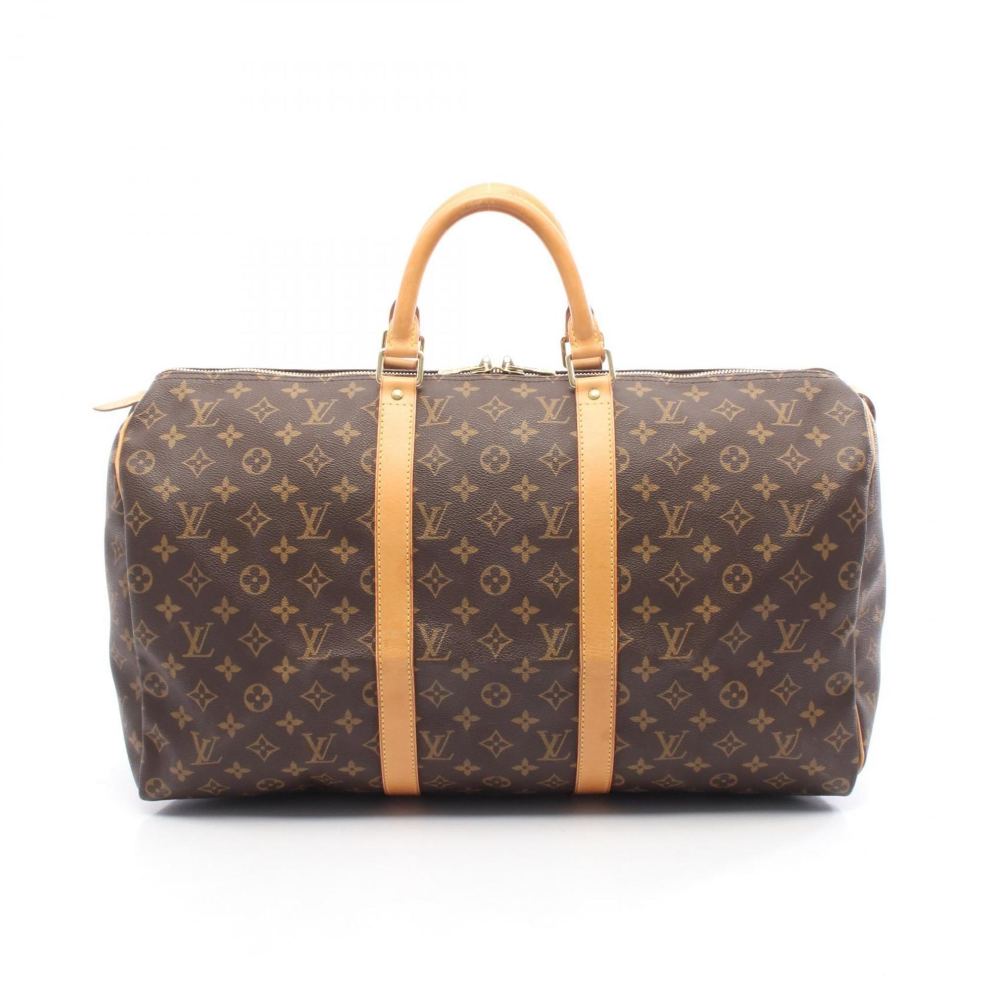Louis Vuitton Brown Coated Canvas Leather Boston Bag