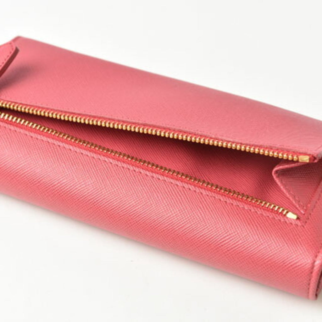 Prada Peonia Saffiano Metal Saffiano Metal Long Wallet (Bi-Fold)