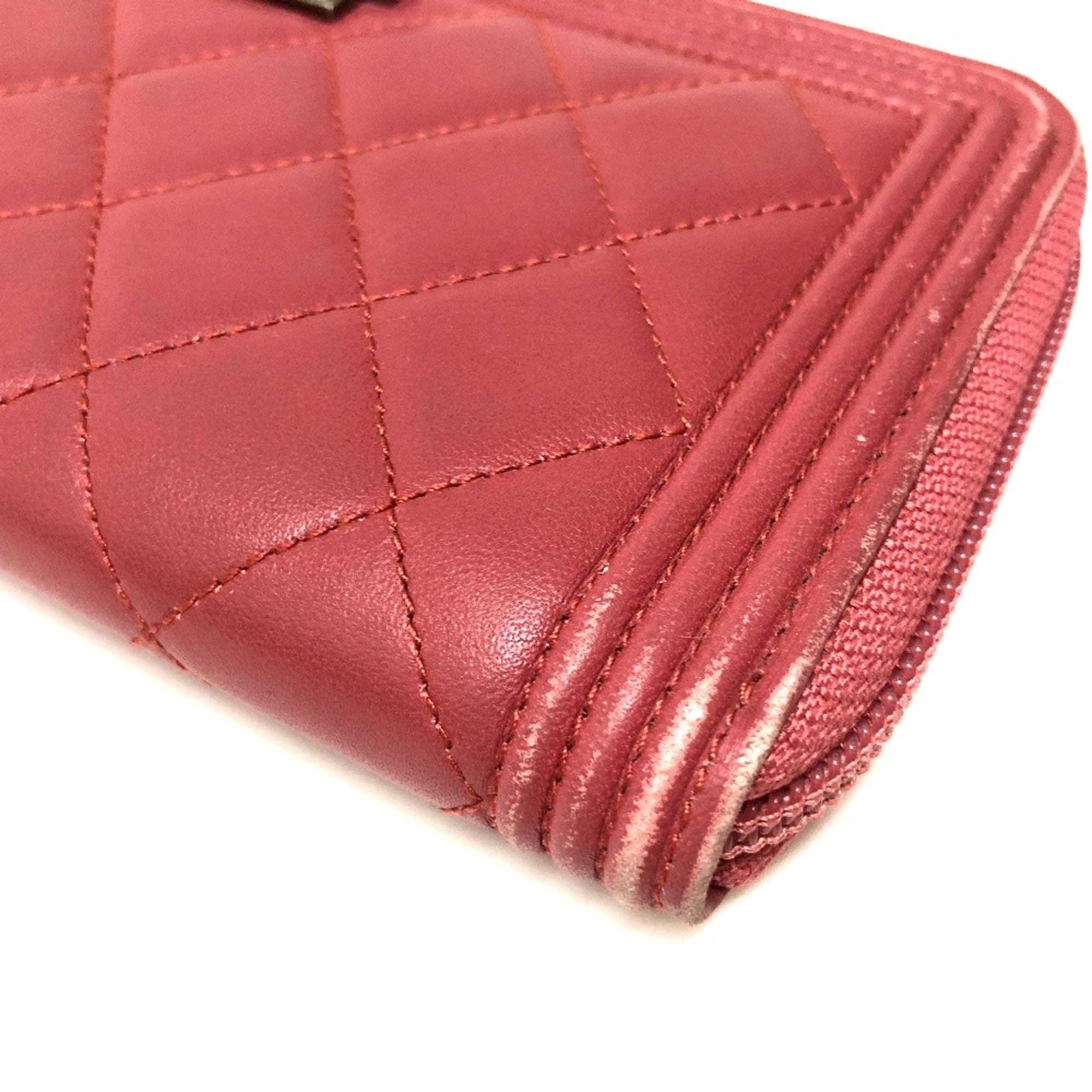 Chanel Pink Leather Long Wallet (Bi-Fold)