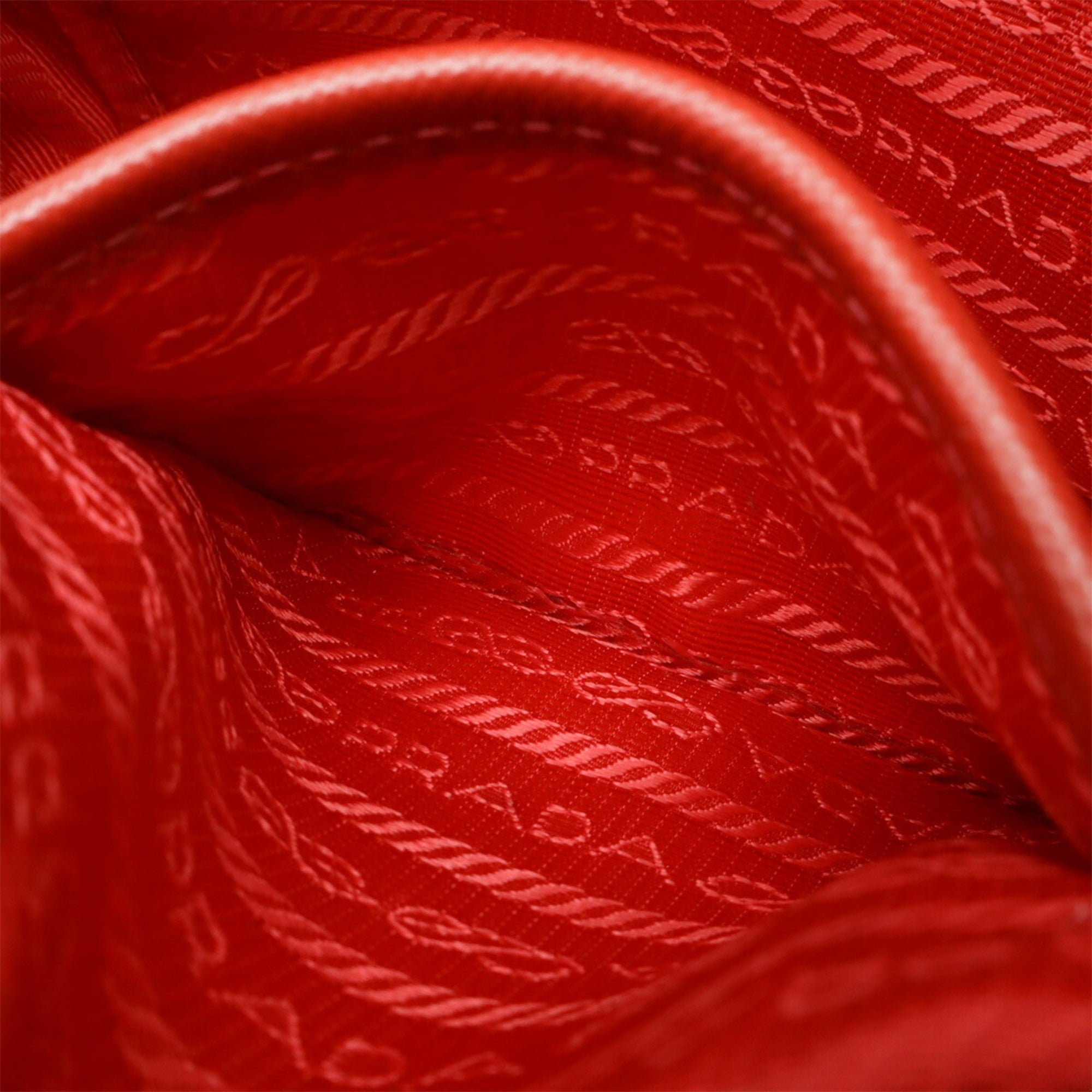 Prada Red Color Nylon Leather Clutch Bag Pochette Shoulder Bag