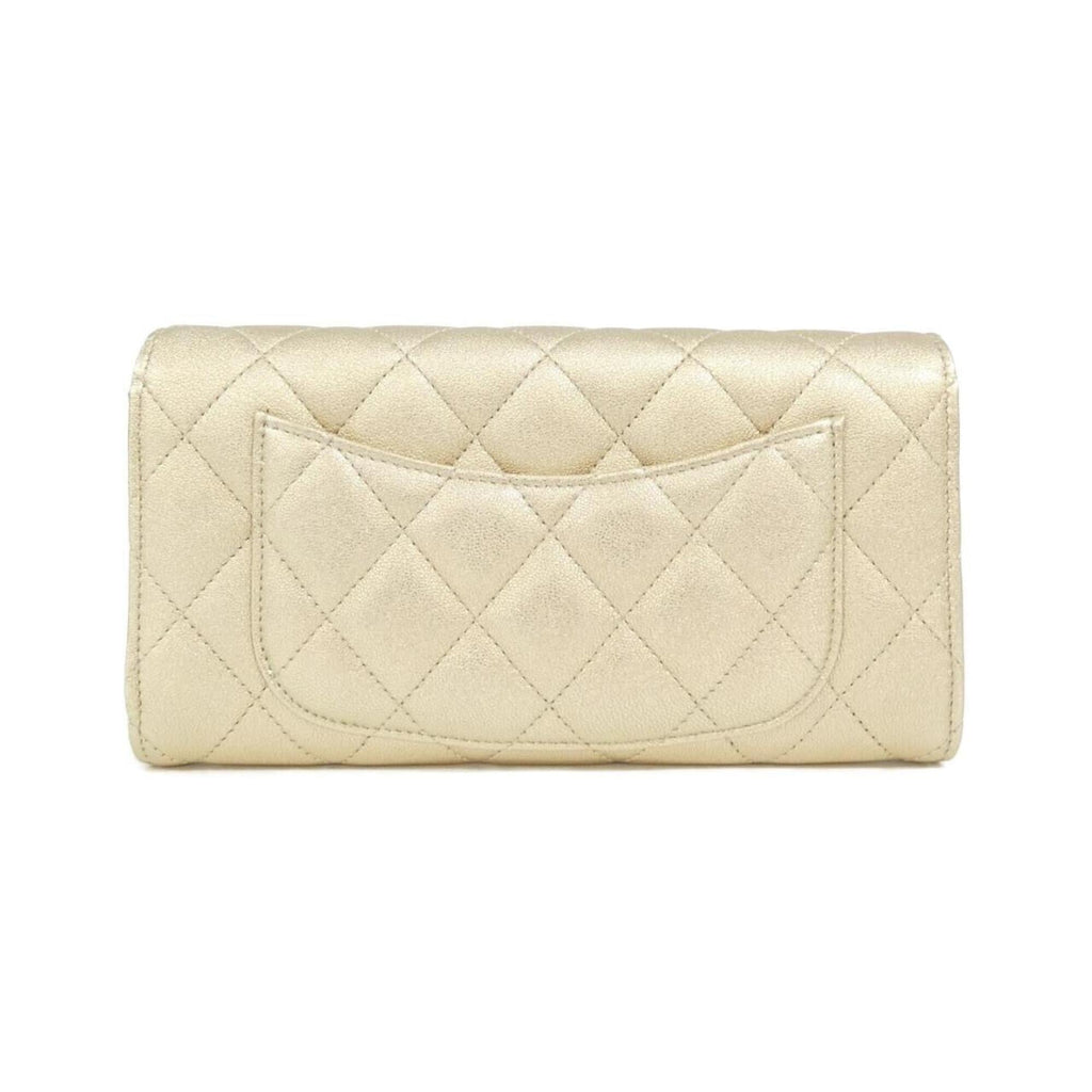 Chanel Metallic Gold Leather Long Wallet (Bi-Fold)