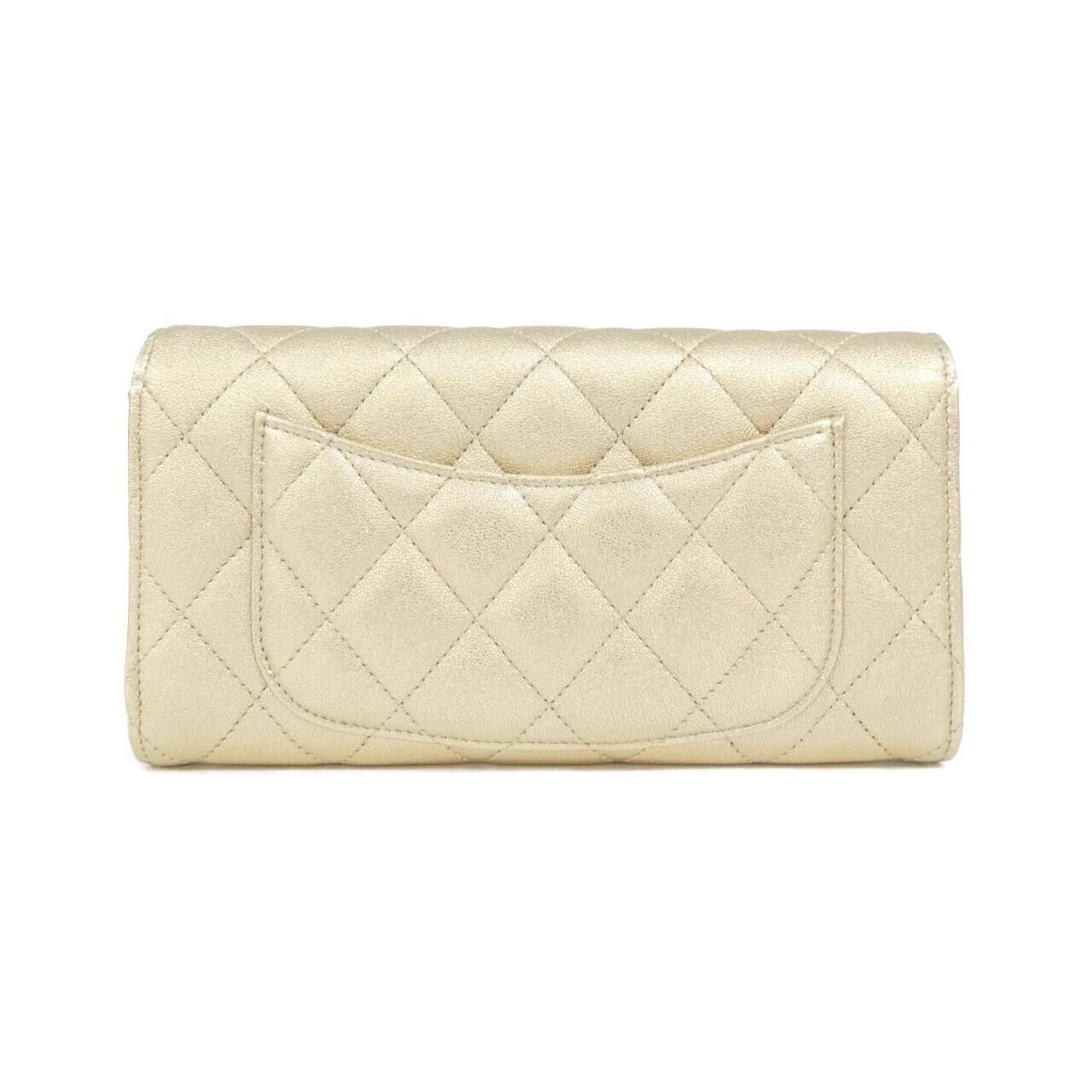 Chanel Metallic Gold Leather Long Wallet (Bi-Fold)