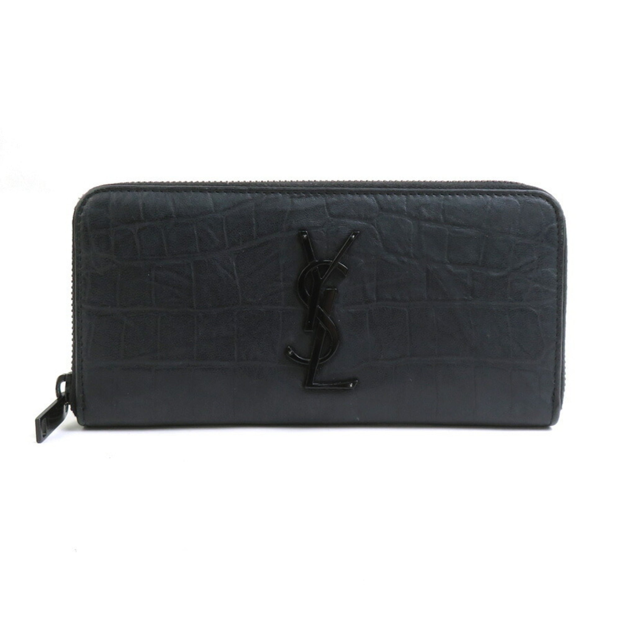Saint Laurent Black Leather Long Wallet (Bi-Fold) (Pre-Owned)