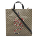 Gucci Beige Black Khaki Gg Supreme Leather Shoulder Bag Tote Bag (Pre-Owned)