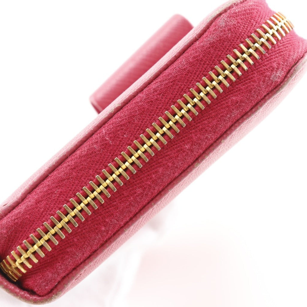 Prada Peonia Pink Saffiano Triangle Long Wallet (Bi-Fold)