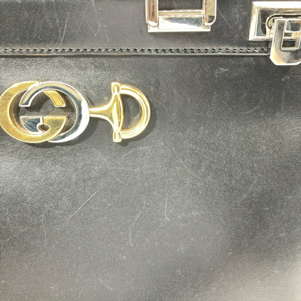 Gucci Horsebit Black Leather Handbag (Pre-Owned)