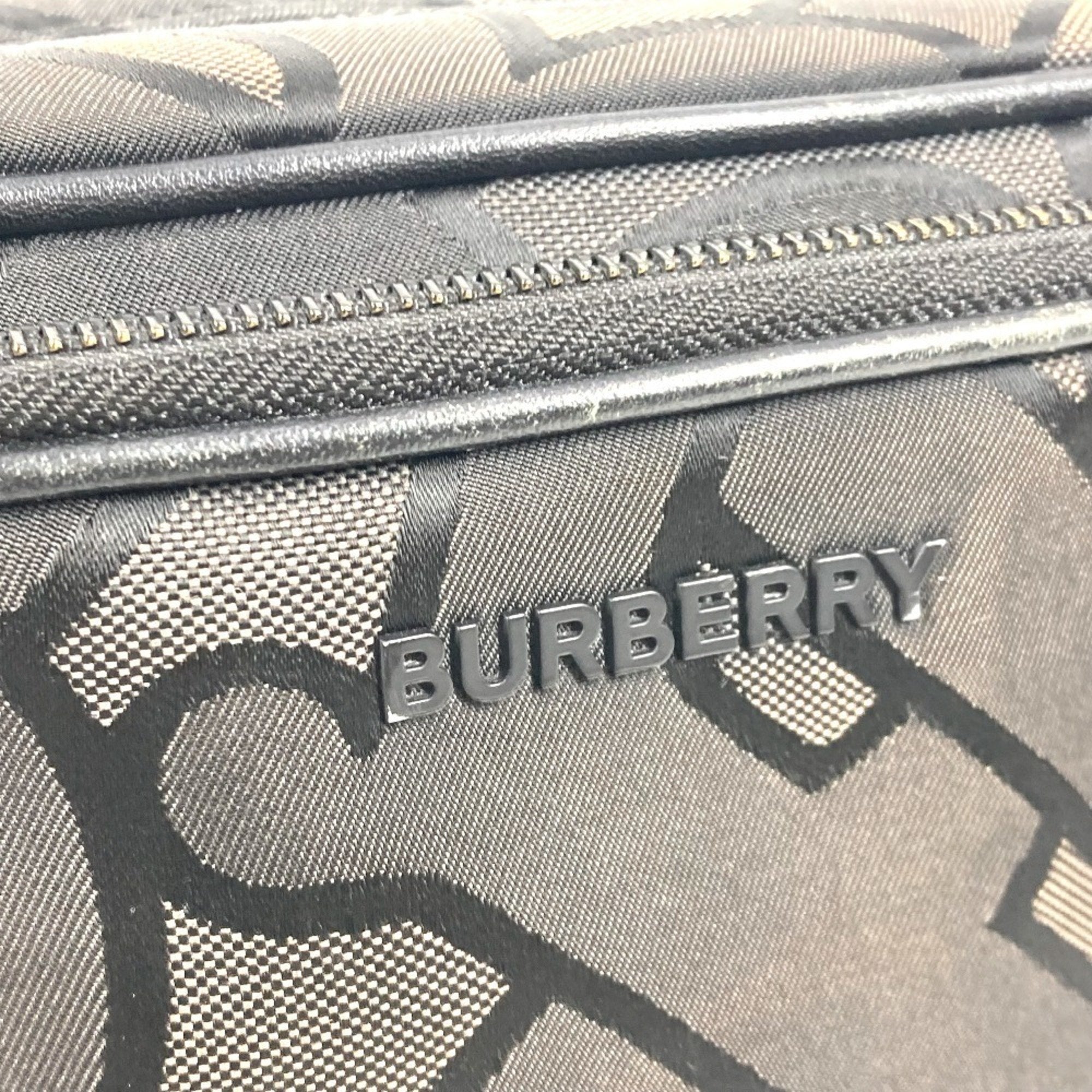 Burberry Black Gray Nylon Canvas Pochette Shoulder Bag